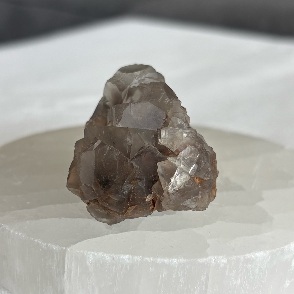 Smoky garden fluorite cluster